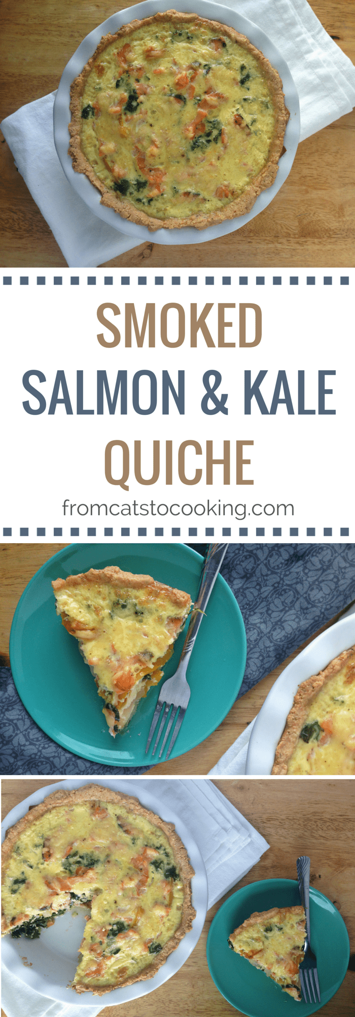 Smoked Salmon and Kale Quiche Recipe - gluten free, paleo, and can easily be made dairy free by simply omitting the cheese!  Perfect for breakfast or brunch!