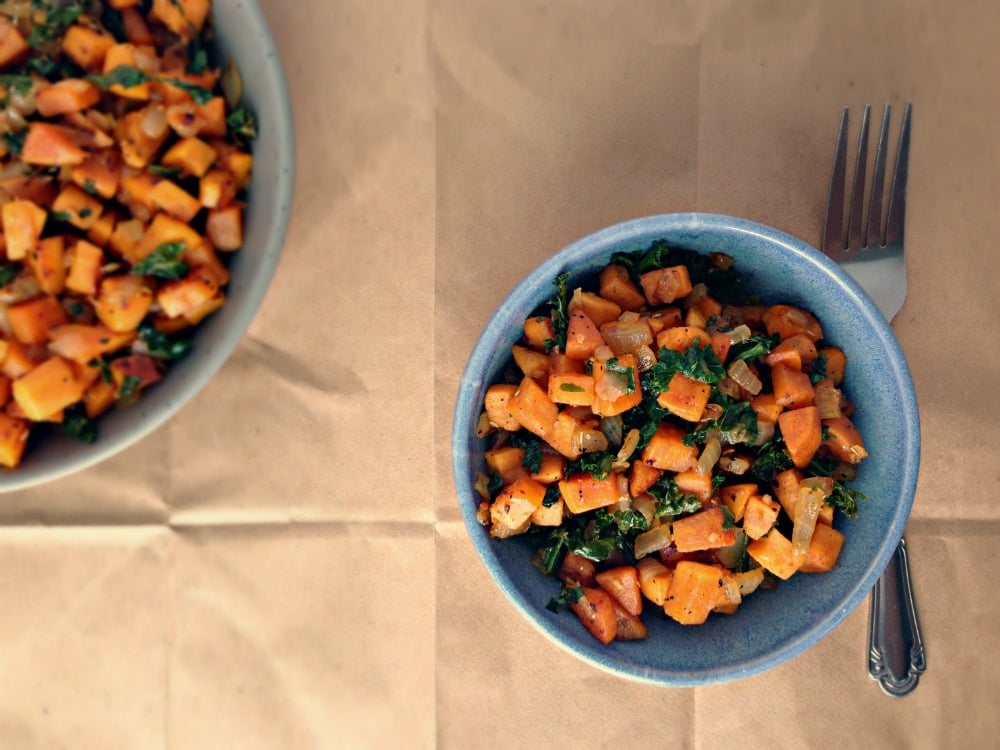 Kale and Sweet Potato Breakfast Hash - Gluten free, Grain free, Dairy free, Vegetarian, Paleo