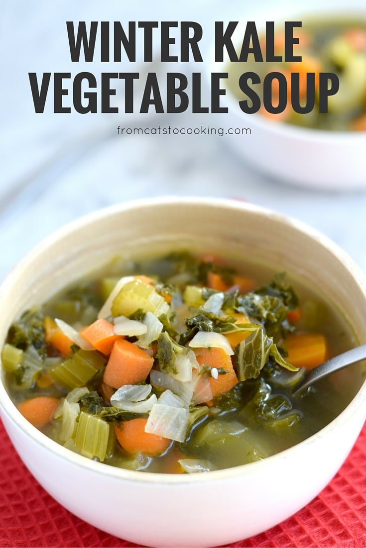 This Winter Kale Vegetable soup is loaded with vegetables like kale, carrots and celery and packed with super savory herbs like rosemary, thyme and garlic. Perfect for the cold winter days. (gluten free, paleo, vegetarian, vegan) - isabeleats.com