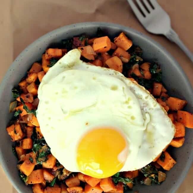 Kale and Sweet Potato Breakfast Hash