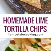 These Homemade Lime Tortilla Chips are crunchy, salty, easy to make and are baked with a hint of lime for a nice little zesty kick. They've taken my chips and salsa game to a whole new level! Perfect on their own as a snack or with some guac or salsa as an appetizer.