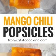 This easy to make Mexican-inspired Mango Chili Popsicle recipe is made with only 4 ingredients and makes a perfect healthy afternoon snack or dessert for those hot summer days.