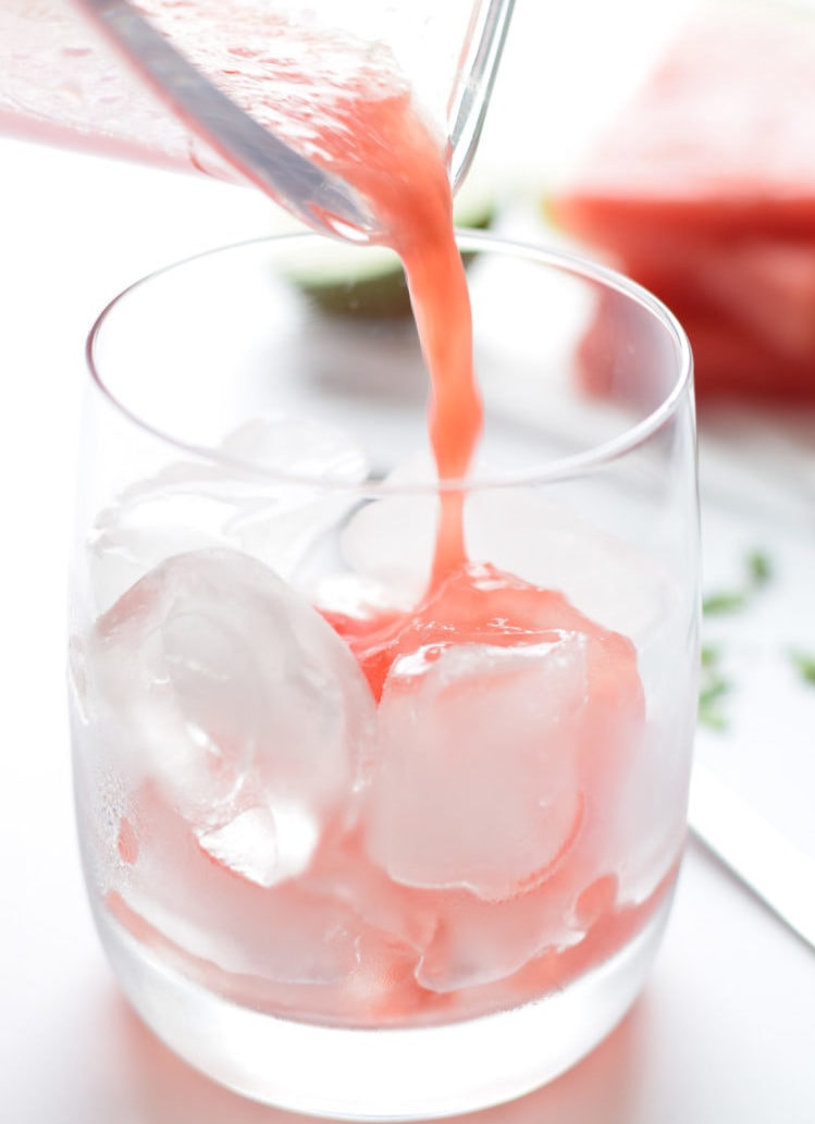 This Watermelon Mint Wine Cocktail is made with only 4 ingredients and takes less than 5 minutes to make. It’s made without any added sweeteners like simple syrup or sugar – the watermelon and wine is sweet enough. And the fresh mint and lime juice add a Mexican-inspired twist that we all know and love.