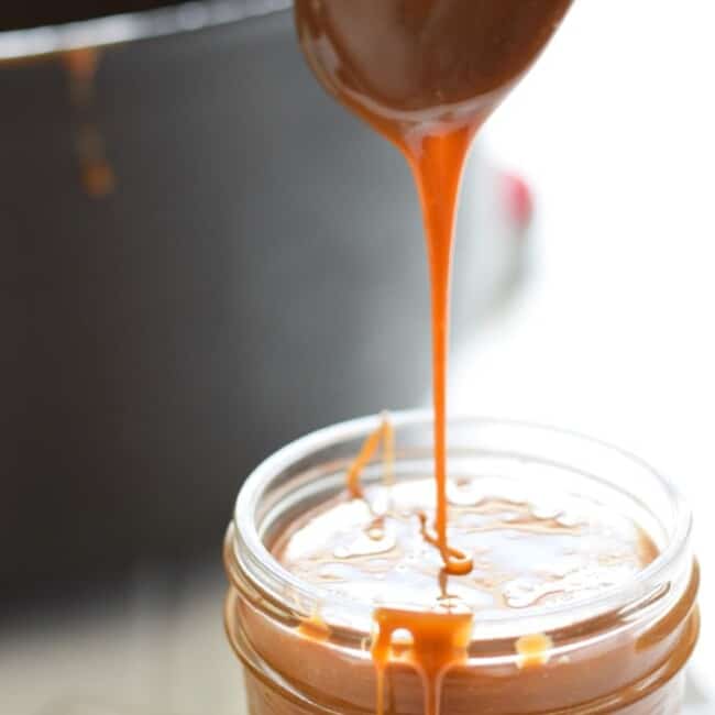 This Easy Cajeta (Mexican Caramel) recipe is made with only 5 ingredients and is easy to make. It's the perfect topping for your favorite dessert and can even be enjoyed all on it's own. If you like dulce de leche, you're going to love cajeta!