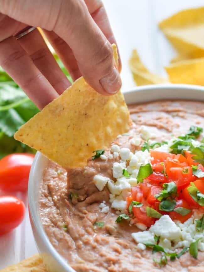 The Best Creamy Bean Dip Recipe - Isabel Eats {Easy Mexican Recipes}