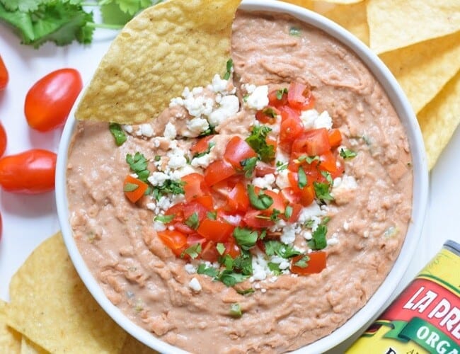Mixed with diced jalapeƱos and Mexican spices like cumin and oregano, this Creamy Jalapeno Bean Dip is easy to make and is the perfect appetizer or snack any day of the week.