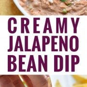 Mixed with diced jalapeños and Mexican spices like cumin and oregano, this Creamy Jalapeno Bean Dip is easy to make and is the perfect appetizer or snack any day of the week.