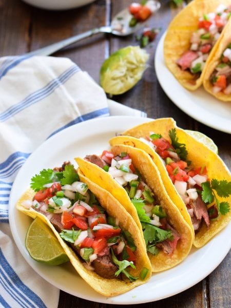 Marinated Flank Steak Tacos with Pico de Gallo - Isabel Eats
