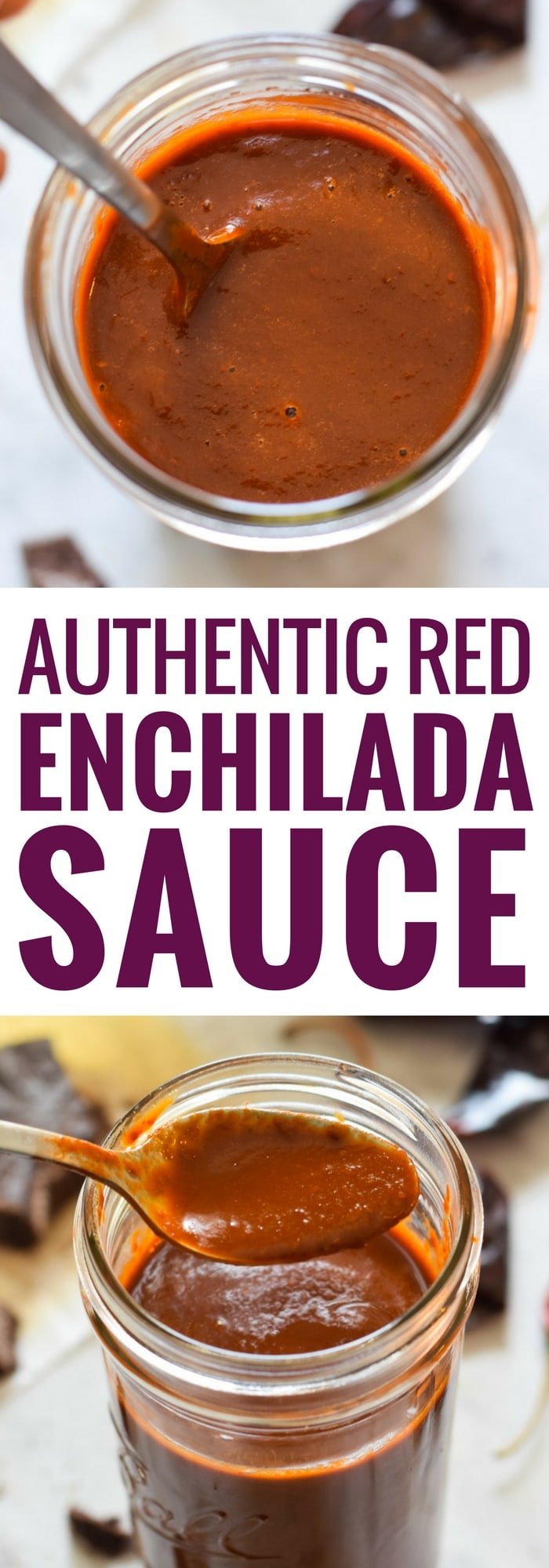 Made with dried chiles and a piece of Mexican chocolate, this Red Enchilada Sauce recipe is perfect in many dishes including enchiladas! (gluten free, vegetarian) #enchiladasauce #mexican #enchiladas