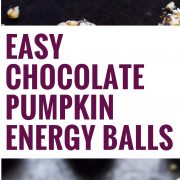 These Easy Chocolate Pumpkin Energy Balls contain only 6 ingredients, take less than 30 minutes to make, and are raw, no-bake, vegan, paleo, dairy free and gluten free.