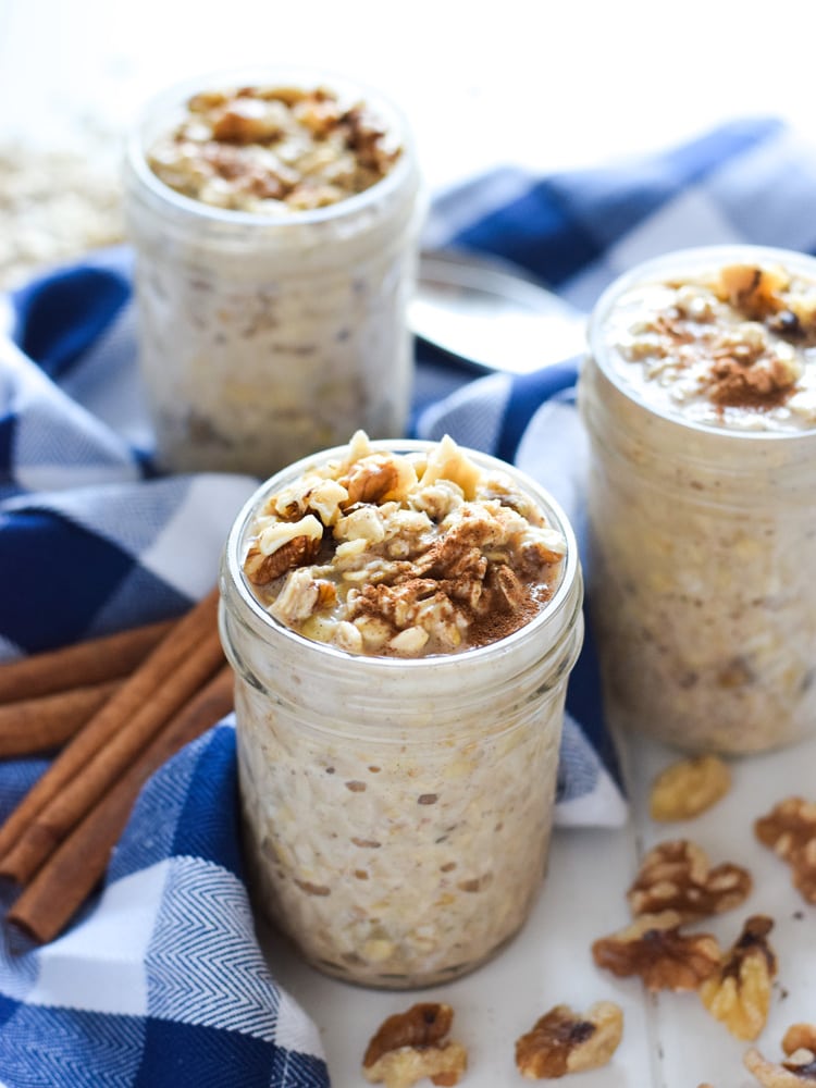 Soaked in three different kinds of milk and topped with chopped walnuts, banana slices and cinnamon, these 5-minute Mexican Tres Leches Overnight Oats are guaranteed to sweeten your mornings.