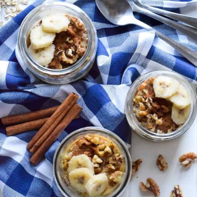 Soaked in three different kinds of milk and topped with chopped walnuts, banana slices and cinnamon, these 5-minute Mexican Tres Leches Overnight Oats are guaranteed to sweeten your mornings.