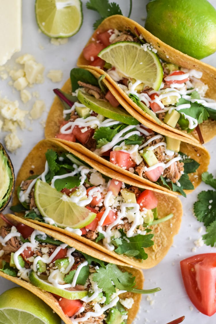 Mexican Slow Cooker Chicken Carnitas Tacos - Isabel Eats