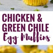 Easy, healthy and filling Chicken and Green Chile Egg Muffins - ready in only 30 minutes, this on-the-go breakfast is gluten free, low carb and paleo friendly.