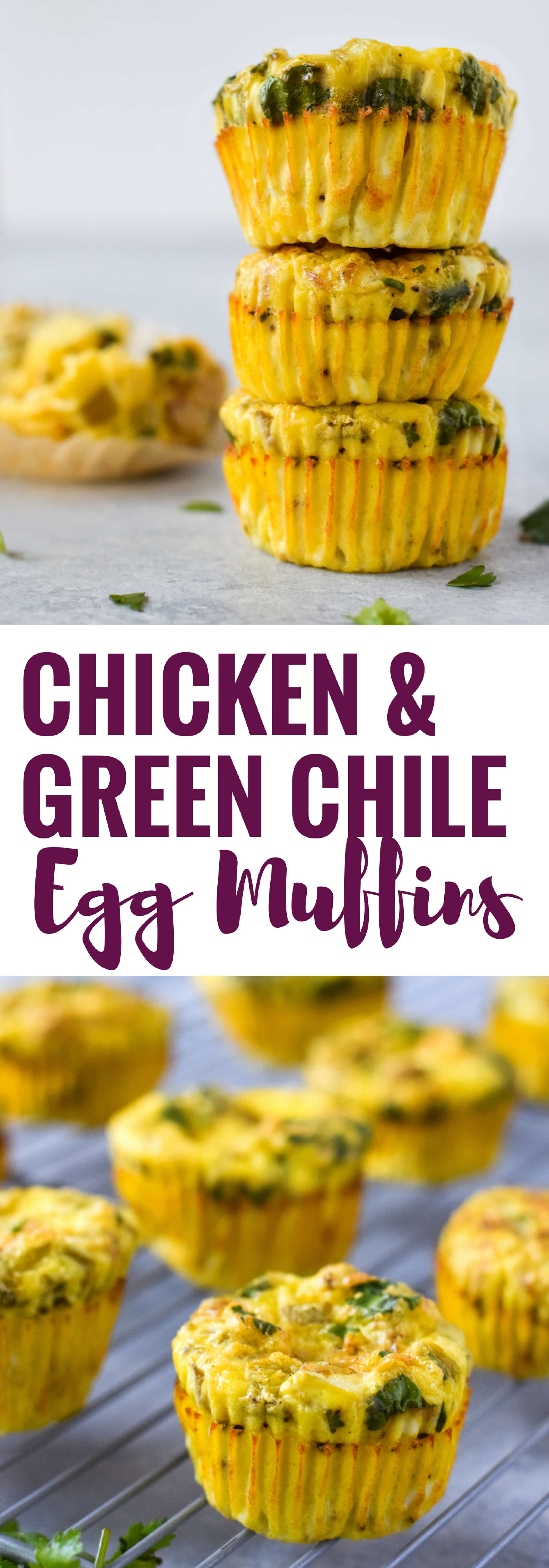 Easy, healthy and filling Chicken and Green Chile Egg Muffins - ready in only 30 minutes, this on-the-go breakfast is gluten free, low carb and paleo friendly.