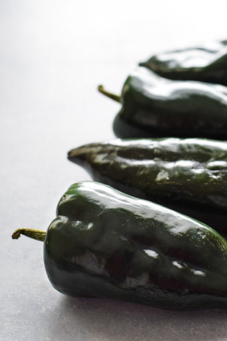 Poblano peppers on a table