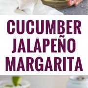 A Cucumber Jalapeno Margarita made with refreshing cucumber sparkling water, fresh jalapeños, and organic agave nectar because it's 5'oclock somewhere!