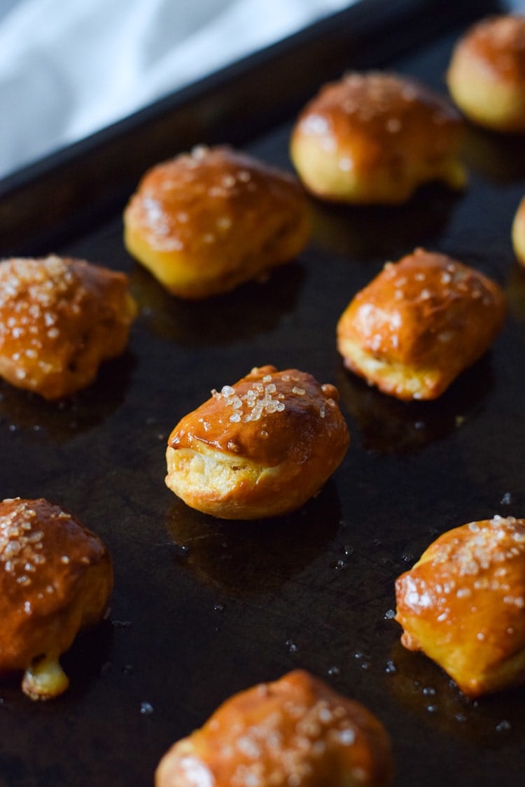 These Mexican Chorizo Cotija Stuffed Pretzel Bites are the ultimate irresistible appetizer and salty snack for your next party and get-together.