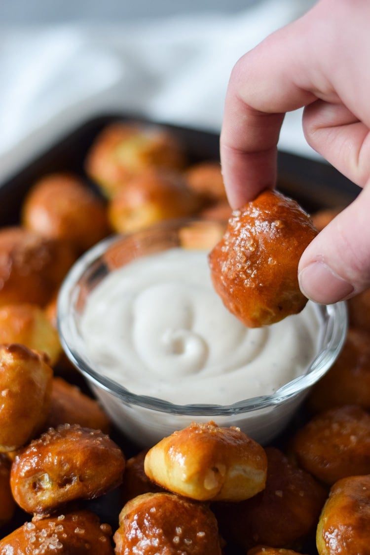 These Mexican Chorizo Cotija Stuffed Pretzel Bites are the ultimate irresistible appetizer and salty snack for your next party and get-together.