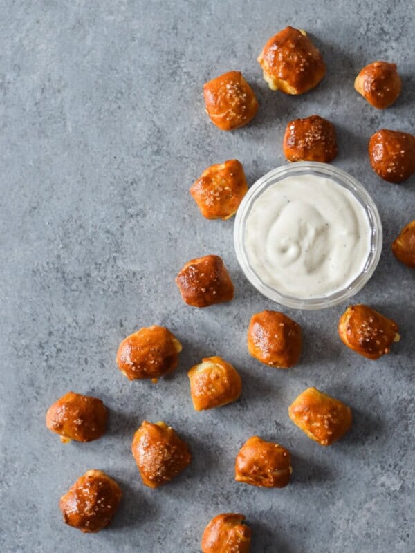 These Mexican Chorizo Cotija Stuffed Pretzel Bites are the ultimate irresistible appetizer and salty snack for your next party and get-together.