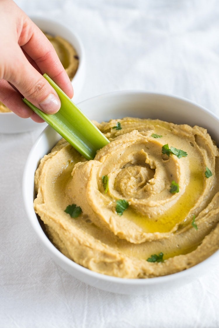 This Easy Lime Avocado Hummus made with avocados and chickpeas is the perfect healthy snack that requires no tahini! (gluten free, vegetarian, vegan)