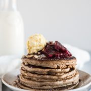 Start your day off with these Fluffy Whole Wheat Pancakes with Blood Orange Compote and whipped butter. Your tastebuds will thank you.