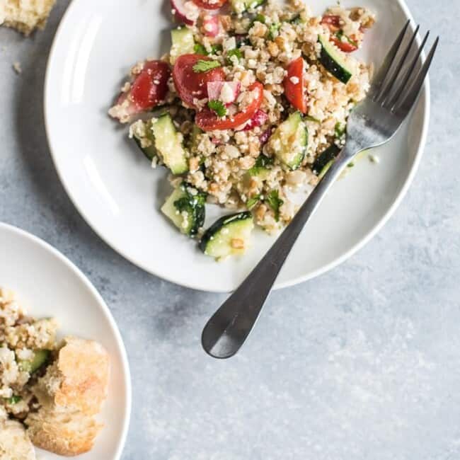 This Mexican Quinoa Salad with Farro and Barley is healthy, easy to make and makes a great vegetarian side dish or lunch in under 30 minutes.