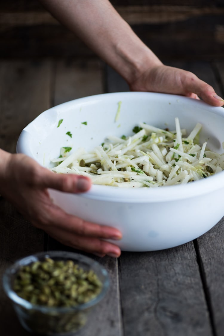 A refreshing and crunchy Mexican Lime Jicama Slaw perfect for the spring and summer months!