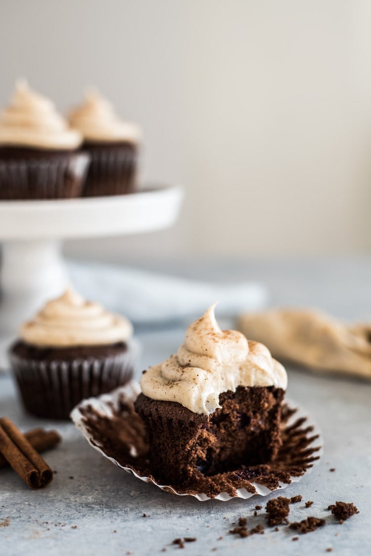 These Cherry Chocolate Cupcakes with Cinnamon Cream Cheese Frosting are decadent, fluffy and perfectly moist. Treat yourself!