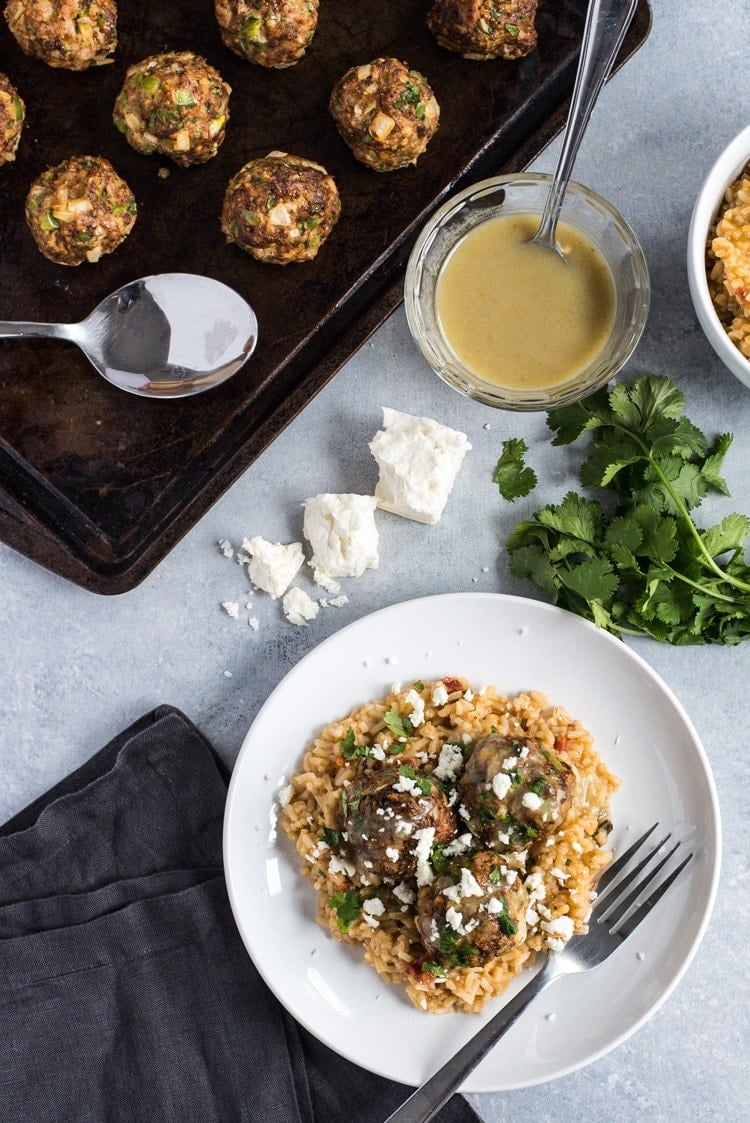 Mexican Turkey Meatballs with Arroz Verde