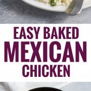 This Easy Baked Mexican Chicken is quickly marinated in chili powder, cumin, oregano, and lime juice for a quick and easy weeknight dinner!