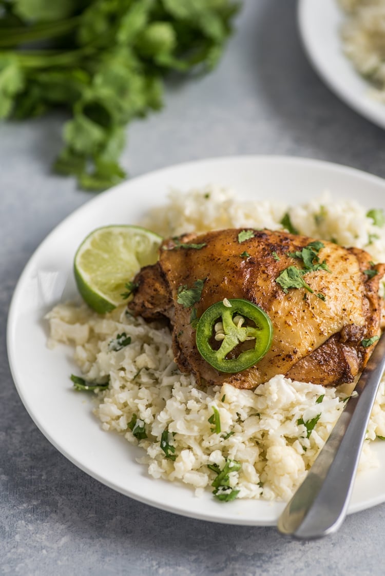 This Easy Baked Mexican Chicken is quickly marinated in chili powder, cumin, oregano, and lime juice for a quick and easy weeknight dinner!