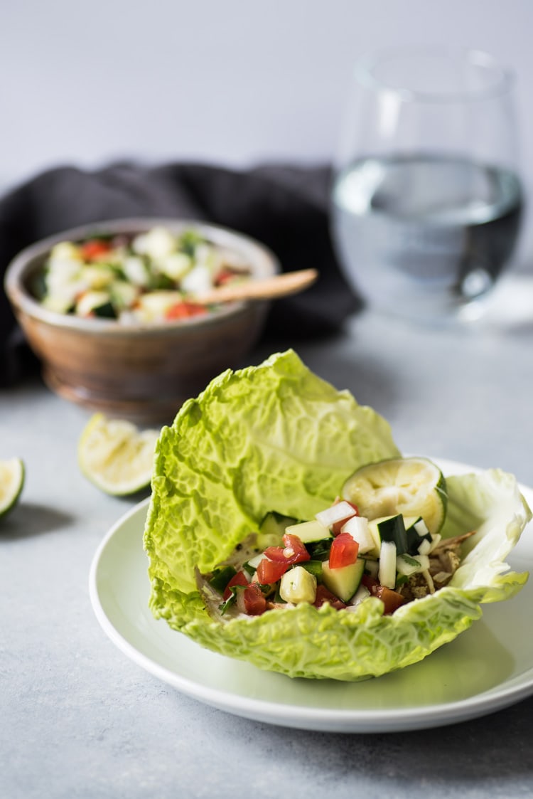 This Fresh Cucumber Salsa is quick and easy to make! Ready in only 15 minutes, this healthy salsa is the perfect topping for tacos, enchiladas and grilled meats.