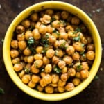 These Cilantro Lime Roasted Chickpeas are a healthy and addicting salty snack with plenty of crunch to satisfy your snack cravings! (gluten free, vegan)