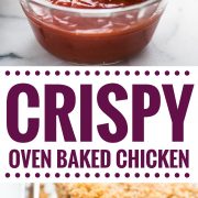 These Crispy Oven Baked Chicken Tenders seasoned with garlic, paprika and chili powder are made without the excess oil, making them a healthy meal option!