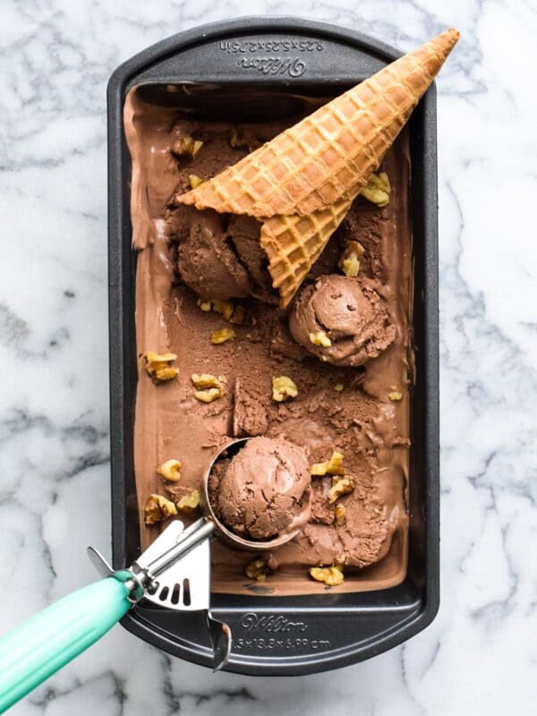 This No Churn Mexican Chocolate Coconut Ice Cream is made with cocoa powder, cinnamon and sea salt for an easy decadent end of summer dessert!