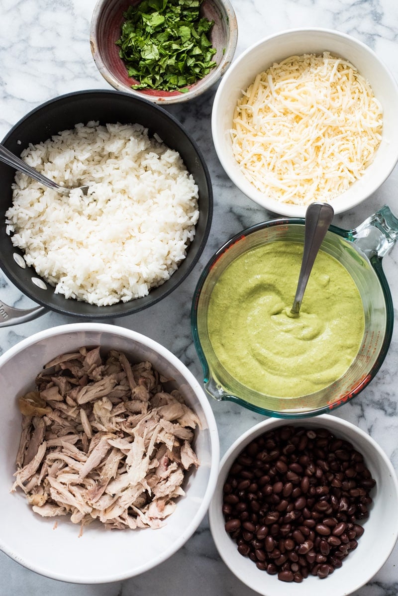 These Roasted Poblano Chicken Burritos are an easy Mexican lunch or dinner recipe that's perfect for weekend meal prep. They're also freezer friendly!