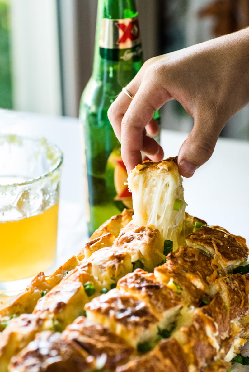 Cheesy, spicy and fun to eat, this Jalapeno Popper Pull Apart Bread is the perfect game day appetizer that's easy to make and ready in 35 minutes!