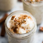 Arroz con Leche (or Mexican rice pudding) is a comforting and simple no-fuss dessert that's guaranteed to satisfy any sweet tooth. It can be served hot or cold and is made with only 4 ingredients!