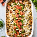 A Broccoli Quinoa Enchilada Casserole that's healthy, easy to make and filled with lots of veggies! (vegetarian, gluten free)