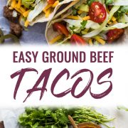 This Easy Ground Beef Tacos recipe made with a homemade taco seasoning packs a ton of flavor for a delicious weeknight meal ready in under 30 minutes!