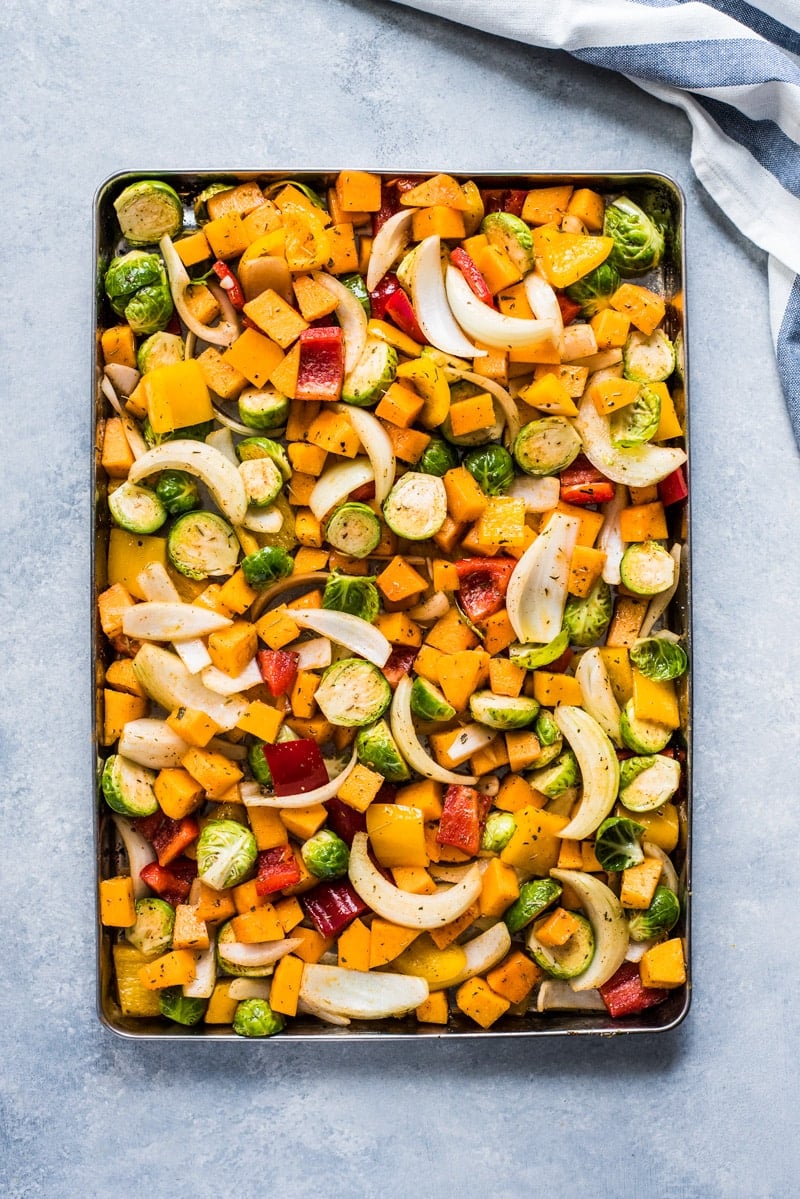 This Healthy Sheet Pan Sausage and Veggies recipe is easy, delicious and perfect for meal prep. It's gluten free, dairy free, paleo and Whole30.