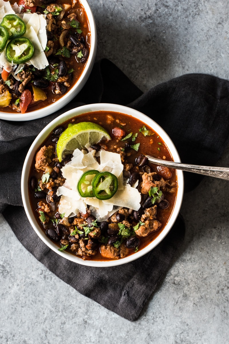 This Mexican Chorizo Chili is a warm and comforting one-pot meal perfect for the fall and winter months! (freezer friendly, gluten free)