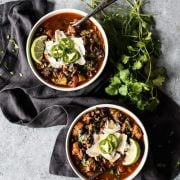 This Mexican Chorizo Chili is a warm and comforting one-pot meal perfect for the fall and winter months! (freezer friendly, gluten free)