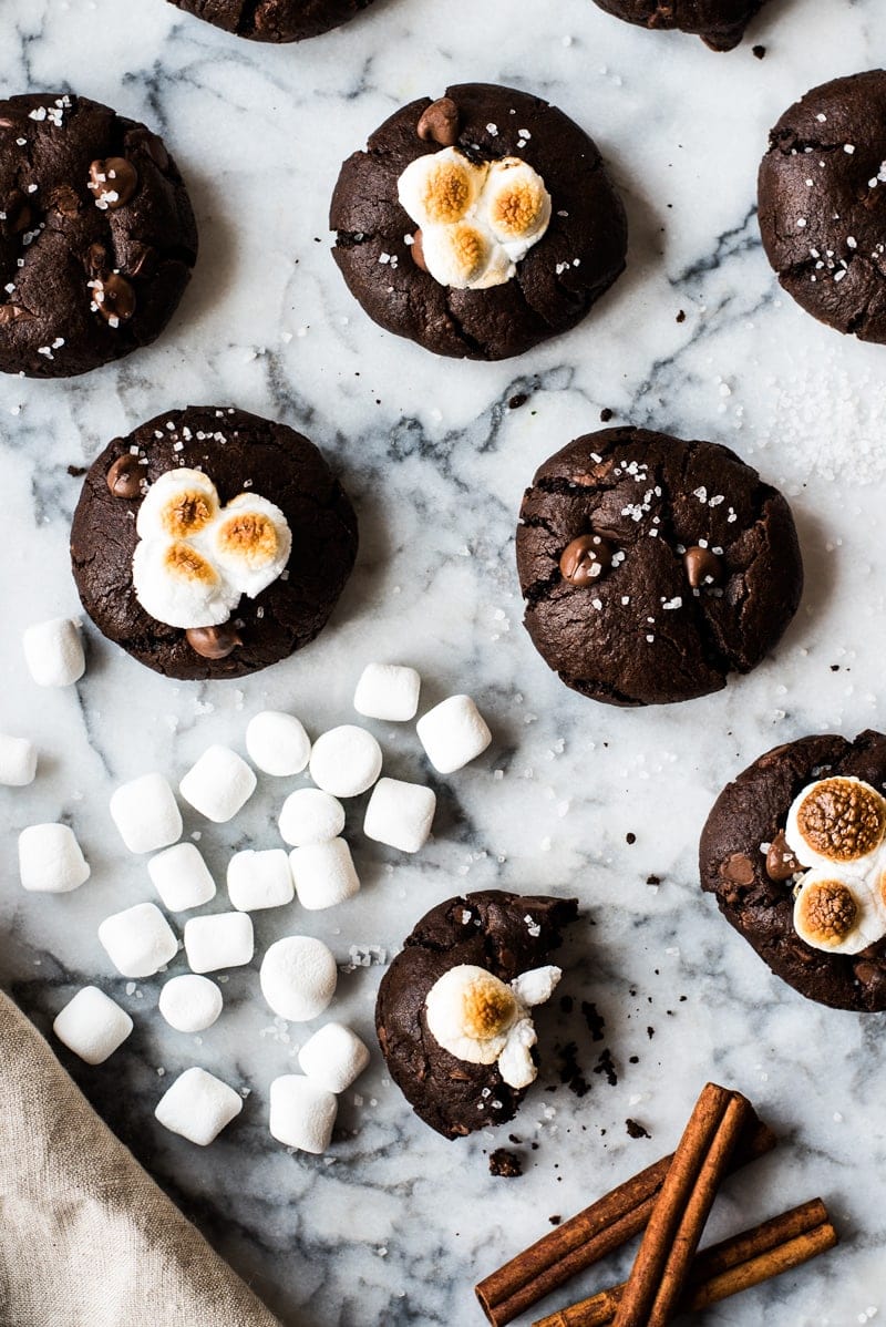Hot chocolate cookies with marshmallows
