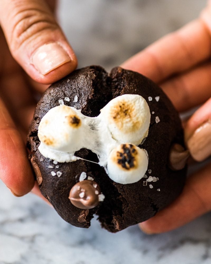 These Mexican Hot Chocolate Cookies are super chocolaty, made with cinnamon and chili powder for a little Mexican twist and topped with mini marshmallows!
