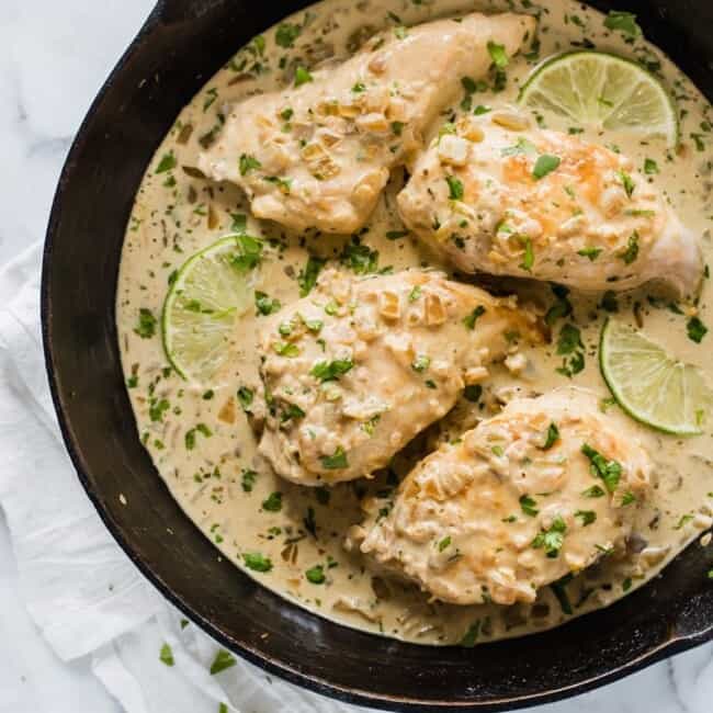 This Cilantro Lime Chicken is a creamy low carb and gluten free dish perfect for any night of the week!