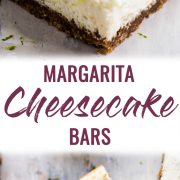 These Margarita Cheesecake Bars are creamy, made with a touch of tequila and sit on a buttery graham cracker crust.