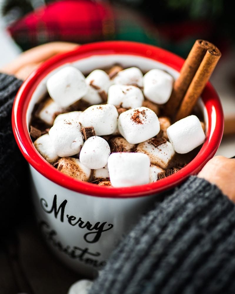 This Mexican Hot Chocolate made with 100% unsweetened cocoa powder, cinnamon and a hint of chili will warm you up from the inside out!