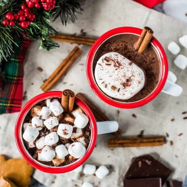 This Mexican Hot Chocolate made with 100% unsweetened cocoa powder, cinnamon and a hint of chili will warm you up from the inside out!